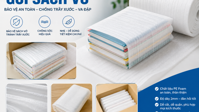 màng xốp PE Foam 2mm để đóng gói sách vở