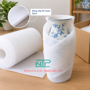 Hình ảnh minh hoạ màng pe foam 2mm gói bình hoa