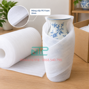 Màng xốp pe foam gói bình gốm sứ.
